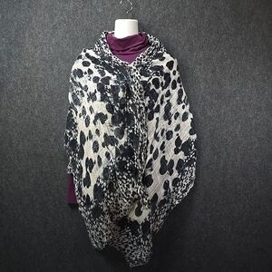 Michael Stars Womens Black White 100% Viscose Shawl Boho Coverup Shawl Wrap OS